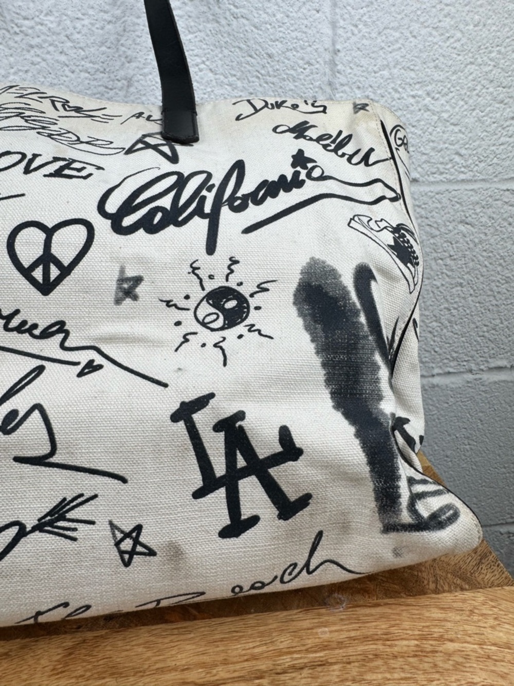 Golden Goose Natural Kuroki Graffiti Canvas Tote Bag Made in Italy - Picture 5 of 16
